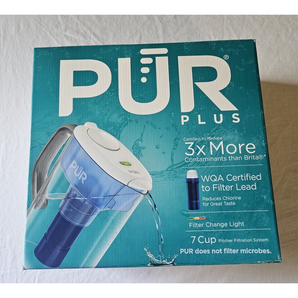 PUR Plus 7 Cup Water Filter Pitcher System PPT711W Open Box With Filter